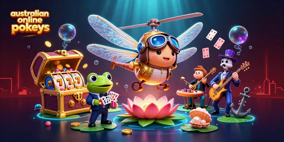 Spin to win with australian online pokies in this vibrant underwater casino scene featuring engaging characters.