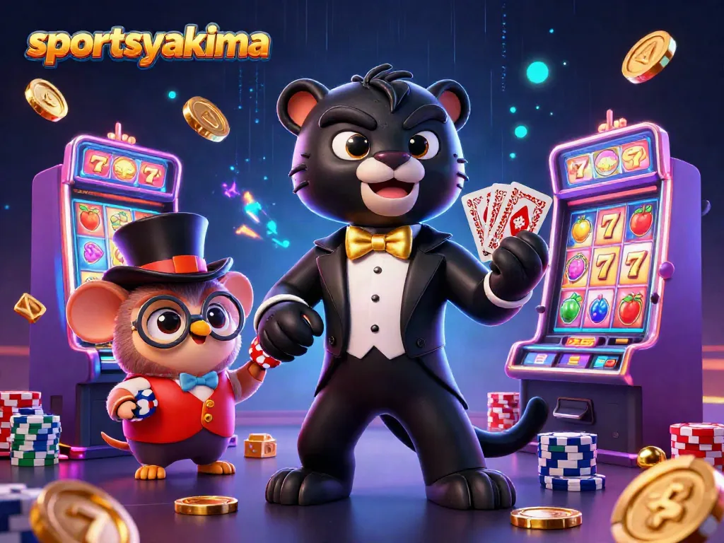 Experience thrilling gaming action at sportsyakima with a stylish panther dealer and vibrant slots!