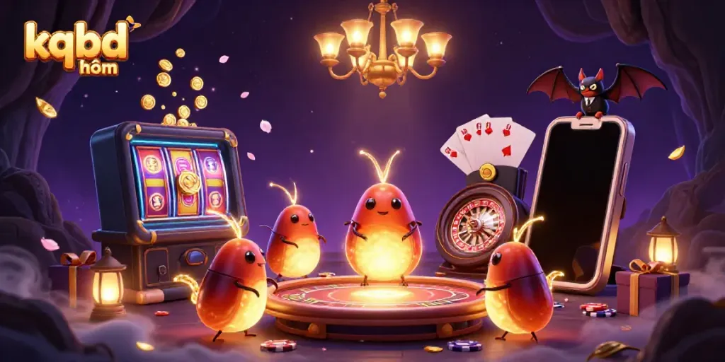 Engaging kqbd hôm interactive scene with glowworms illuminating a vibrant cave casino setting and dynamic gaming elements.
