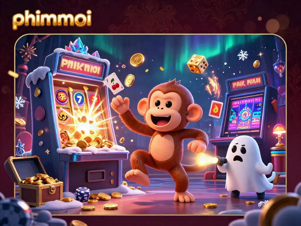 Engage with phimmoi's exciting casino experience as a ghostly monkey juggles golden treasures amidst thrilling gameplay.