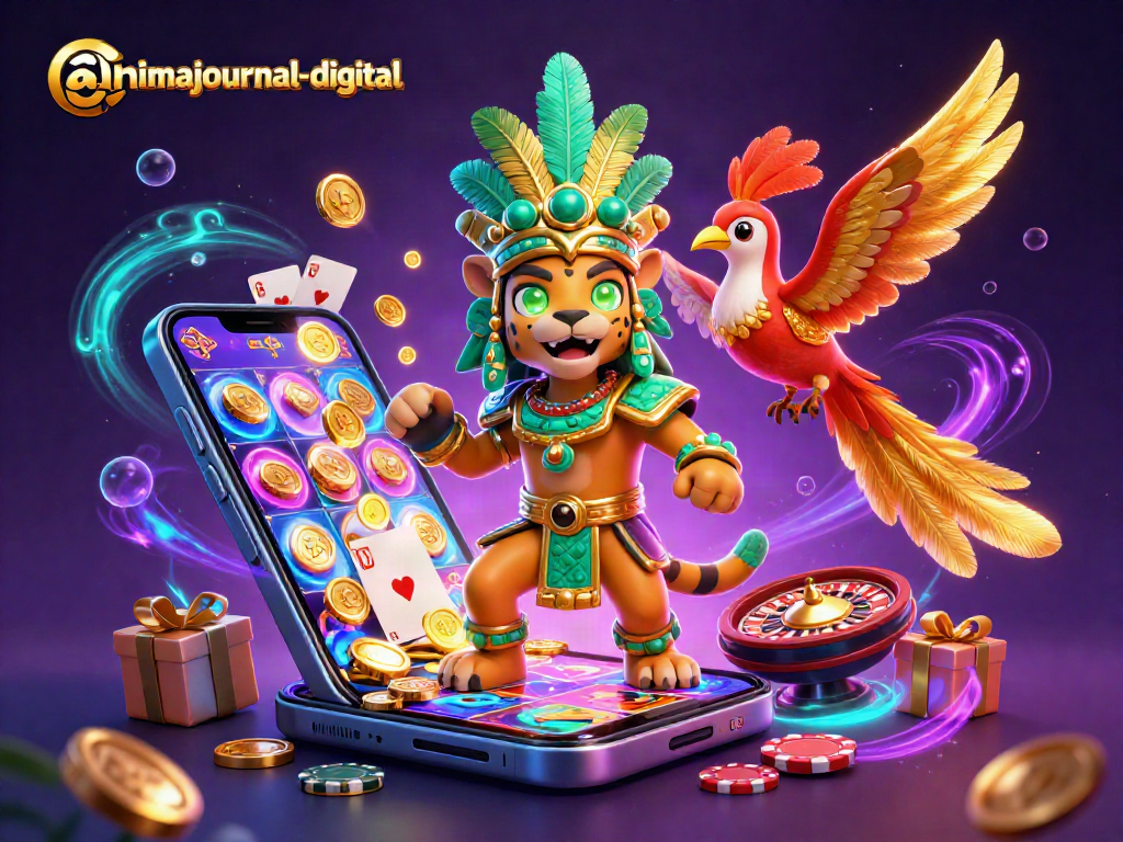 Engage in the thrilling world of online gambling with ahimajournal-digital's vibrant casino illustration.