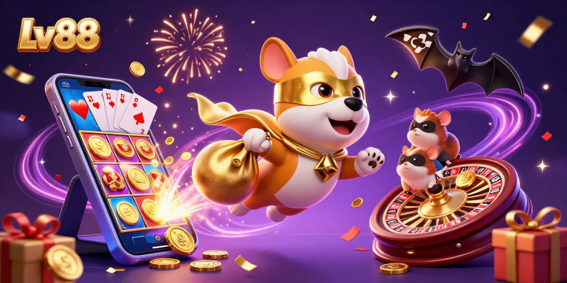 Join the 3D superhero dog and hamster in their thrilling adventure at Lv88, reaching for the gold coins!