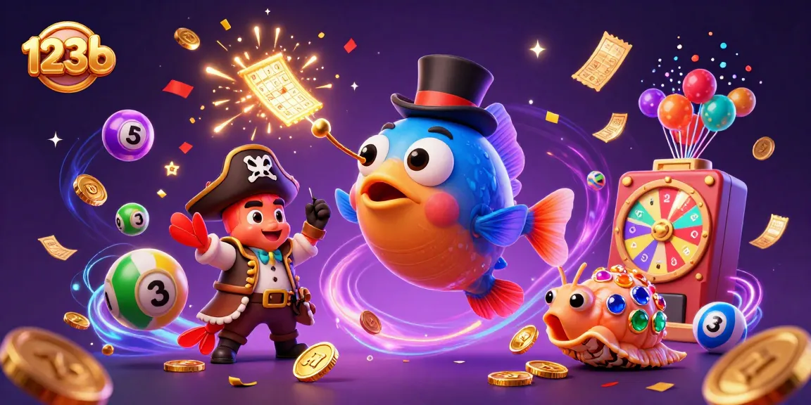 Join the exciting 123b adventure as the deep-sea anglerfish attracts golden coins amidst the vibrant casino fun.